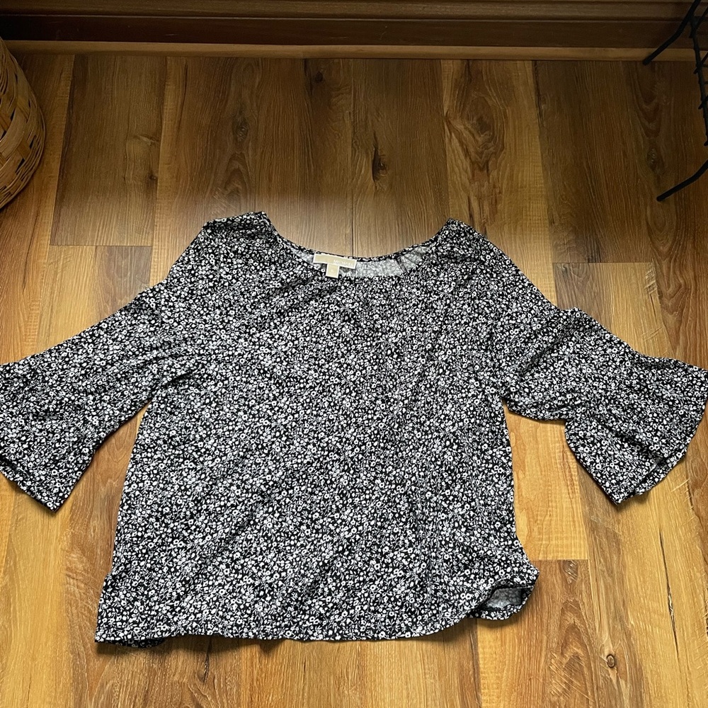 Michael Kors Black and White Floral Blouse